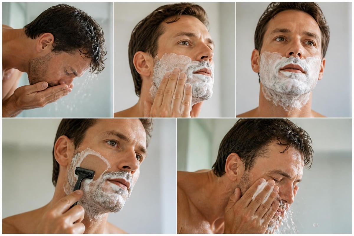 Proper shaving shampoo application sequence