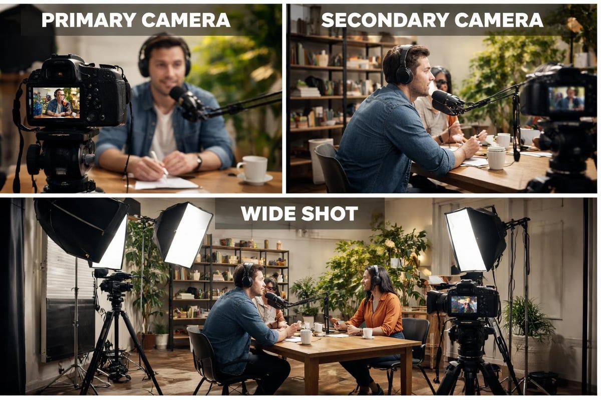 Video podcast camera setup