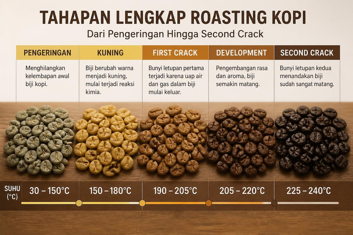 Timeline tahapan roasting kopi