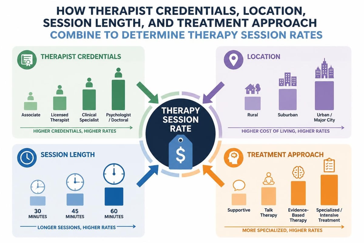 Factors affecting therapy session pricing