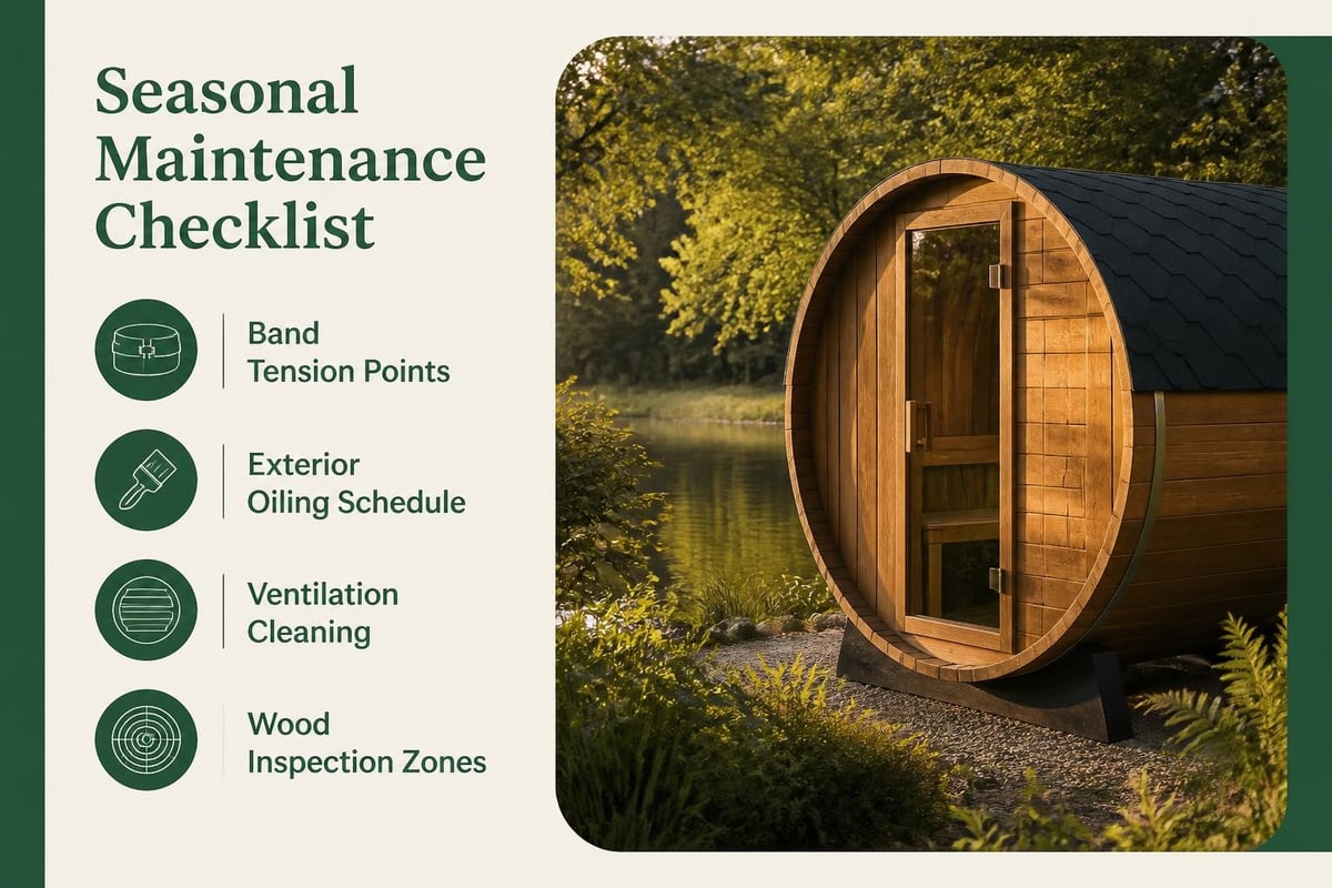 Barrel sauna band maintenance