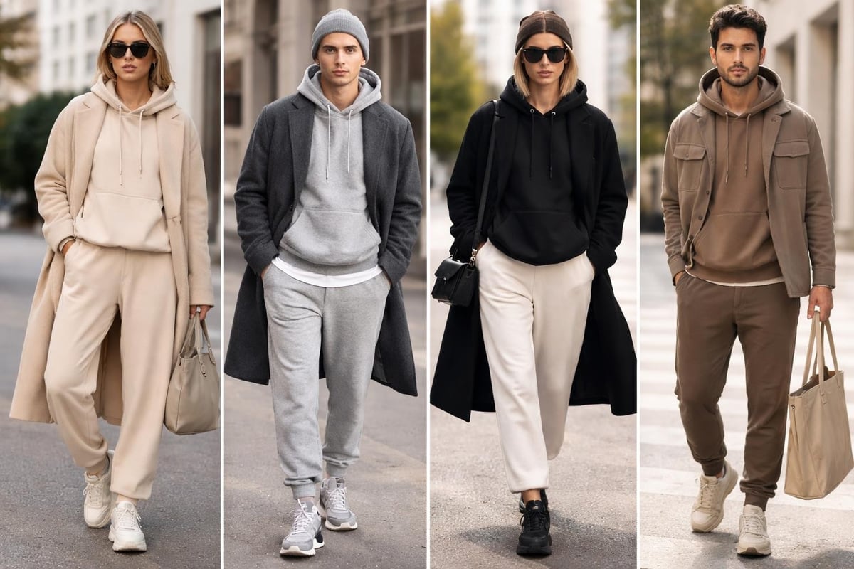 Monochrome hoodie outfits