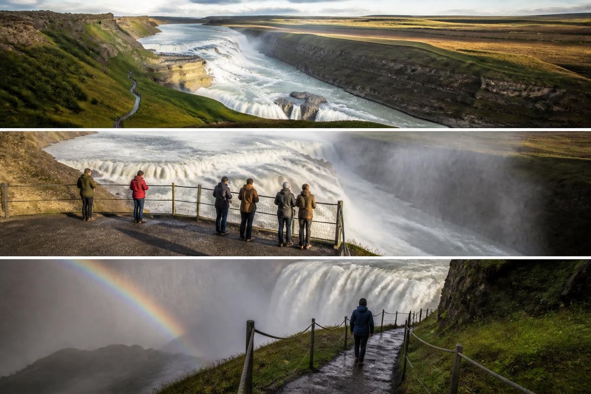 Gullfoss waterfall viewing angles
