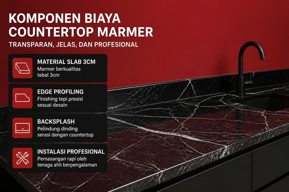 Perhitungan biaya countertop marmer