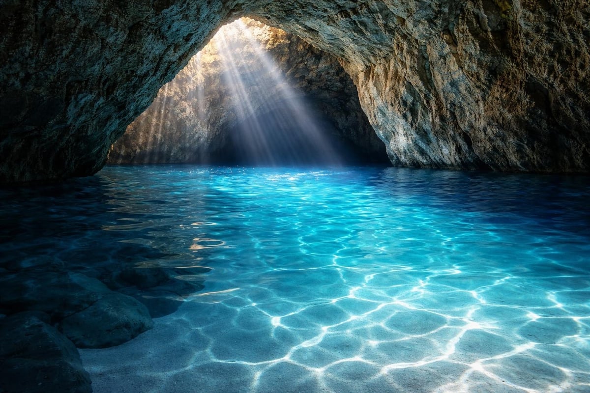 Blue Grotto light reflection