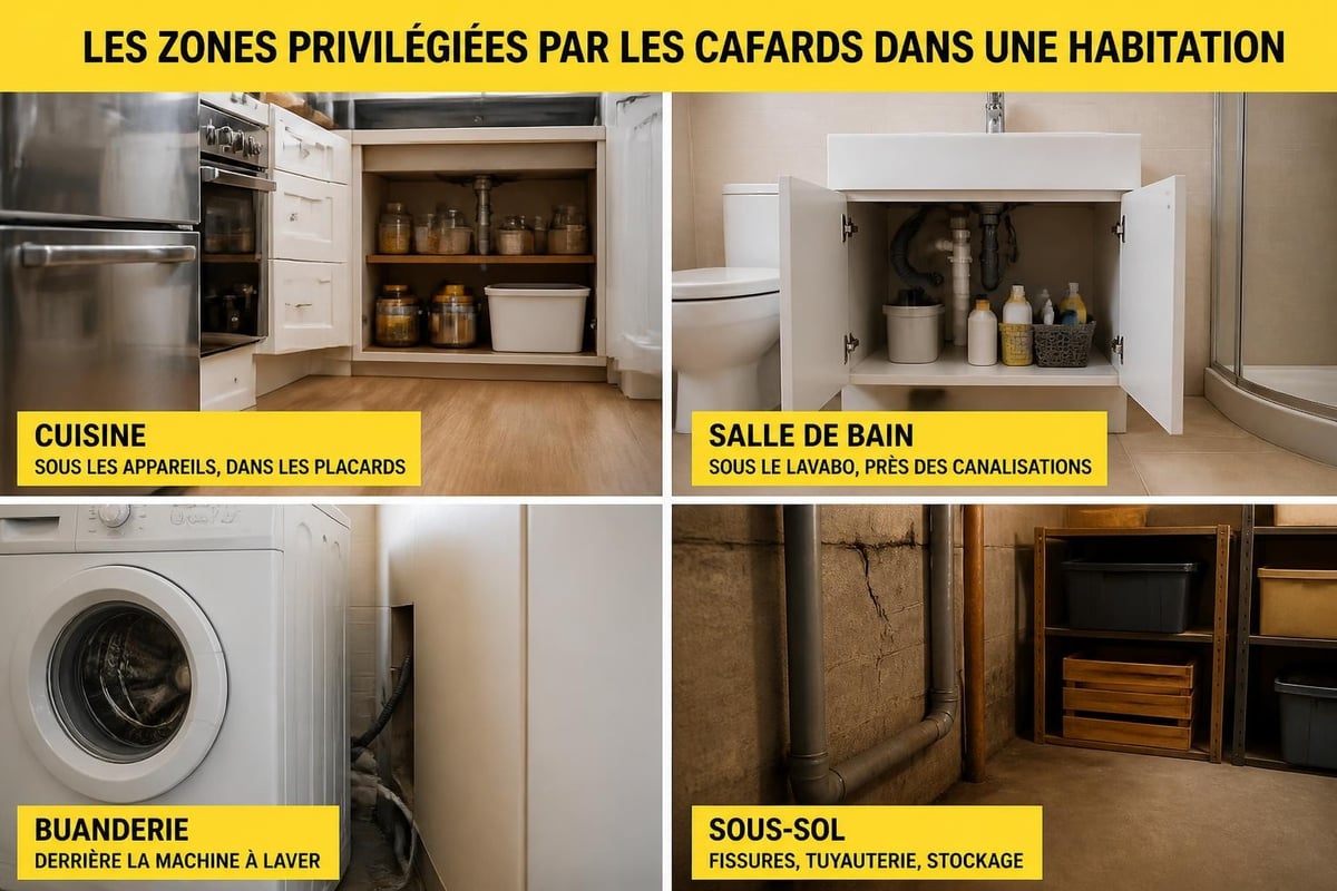 Zones d'inspection cafards
