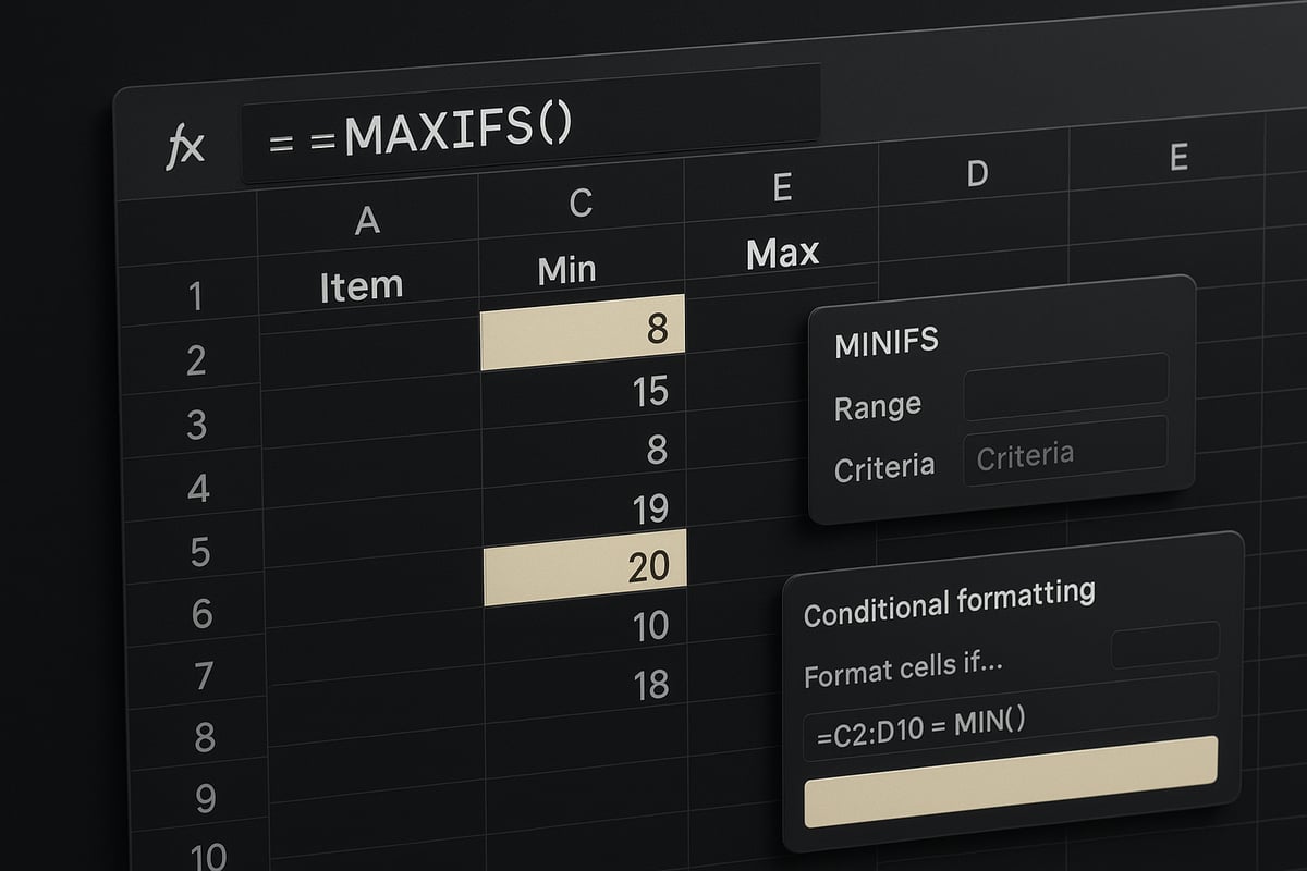 Advanced Techniques: Using MINIFS and MAXIFS for Conditional Analysis