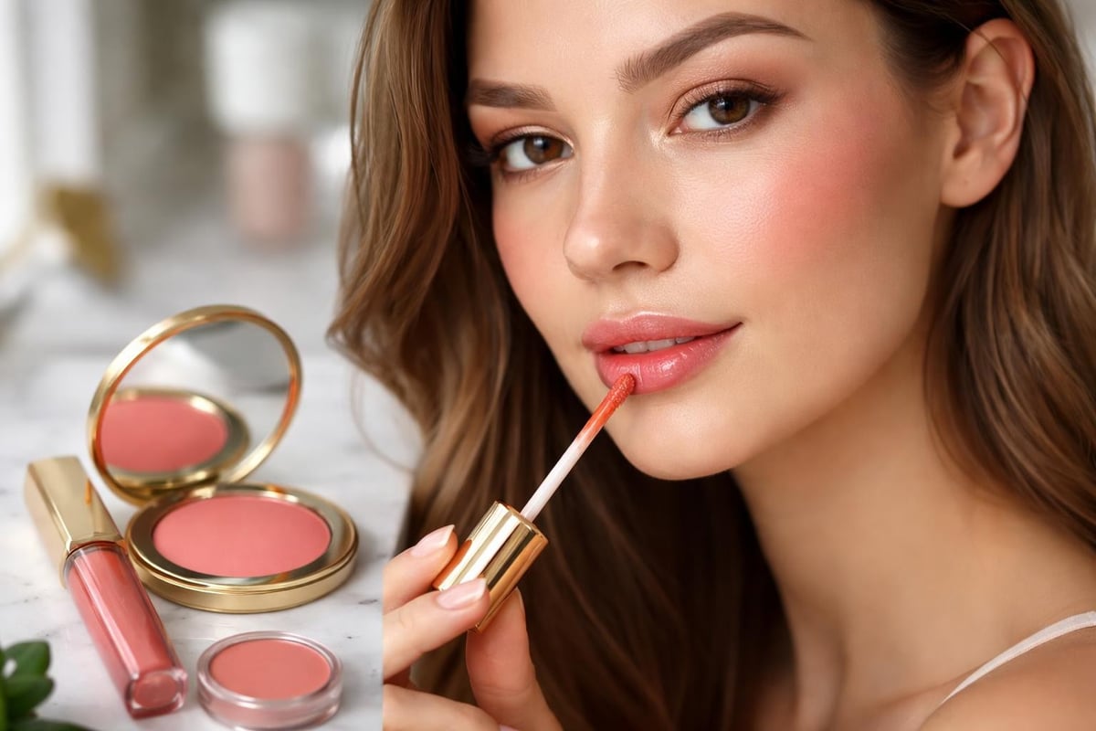 Makeup harmony with blush gloss