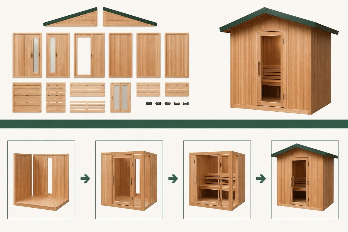 Outdoor sauna kit components