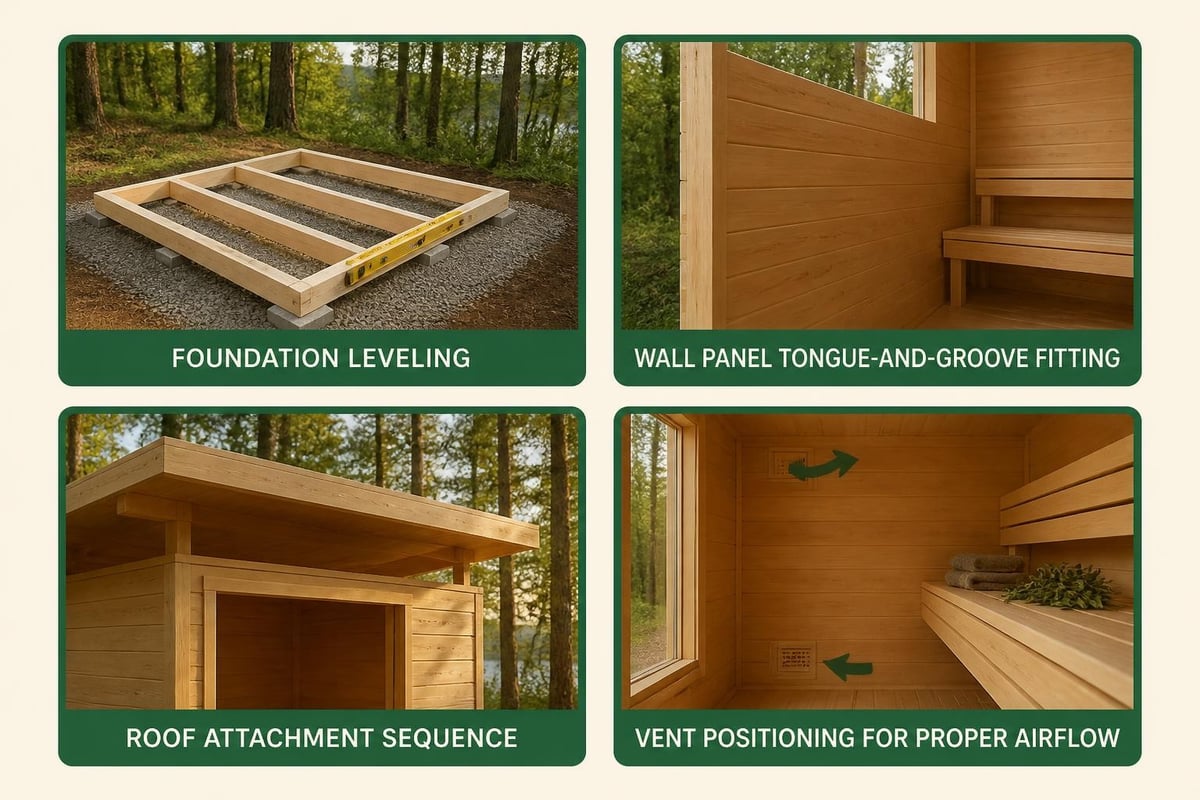 Outdoor sauna assembly steps