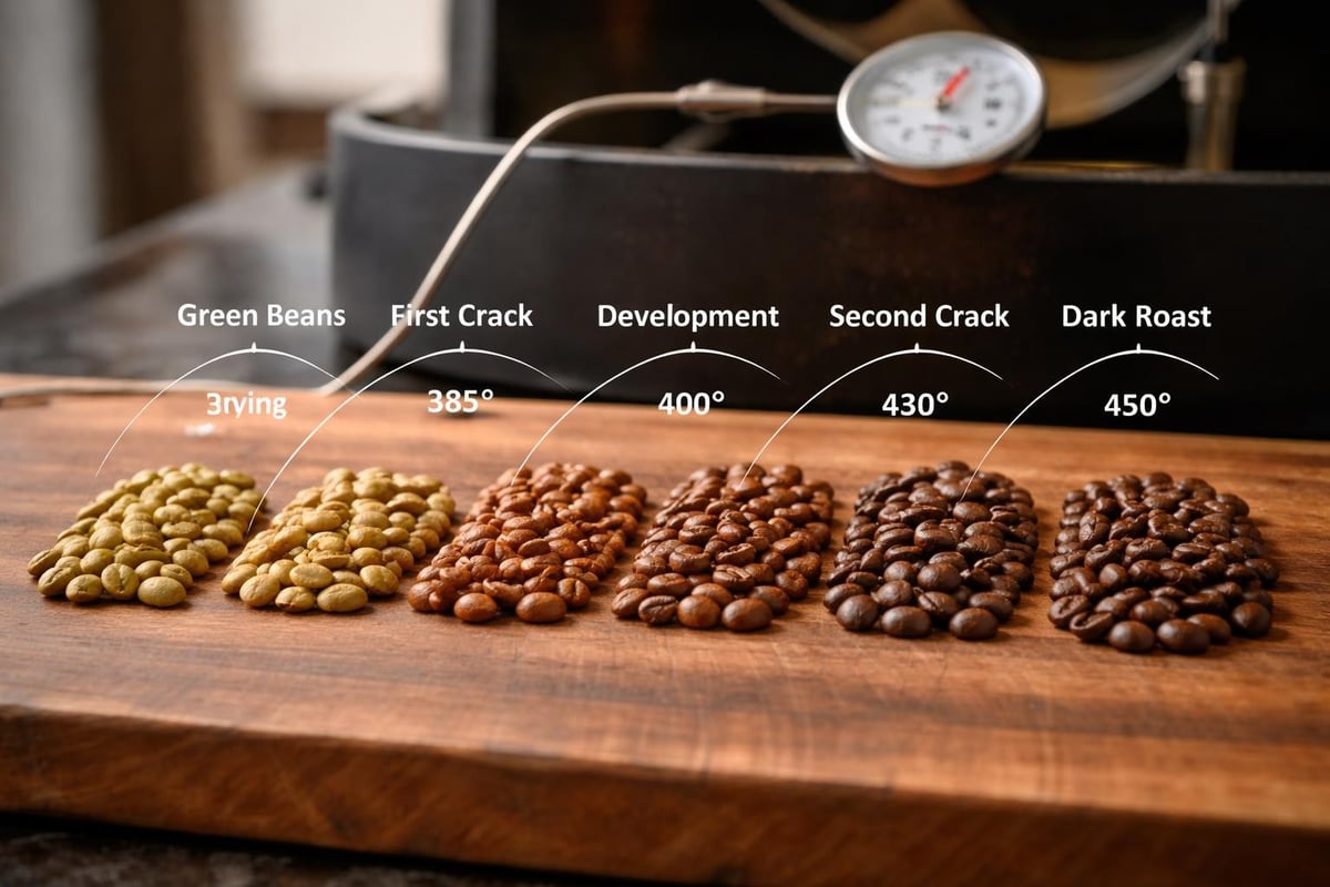 Coffee roasting stages