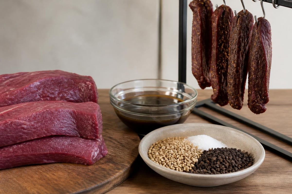 Biltong ingredients and equipment