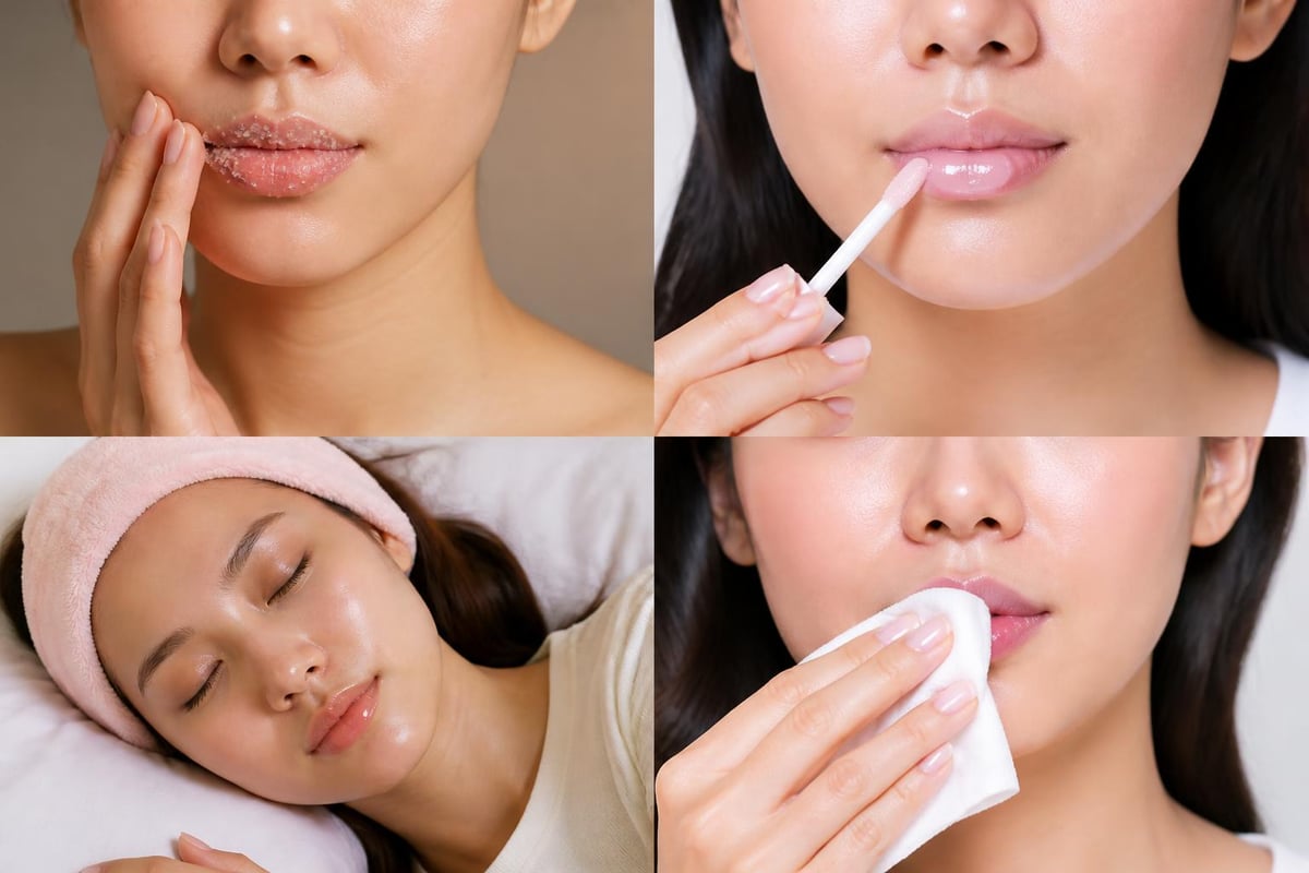 Korean lip mask application routine