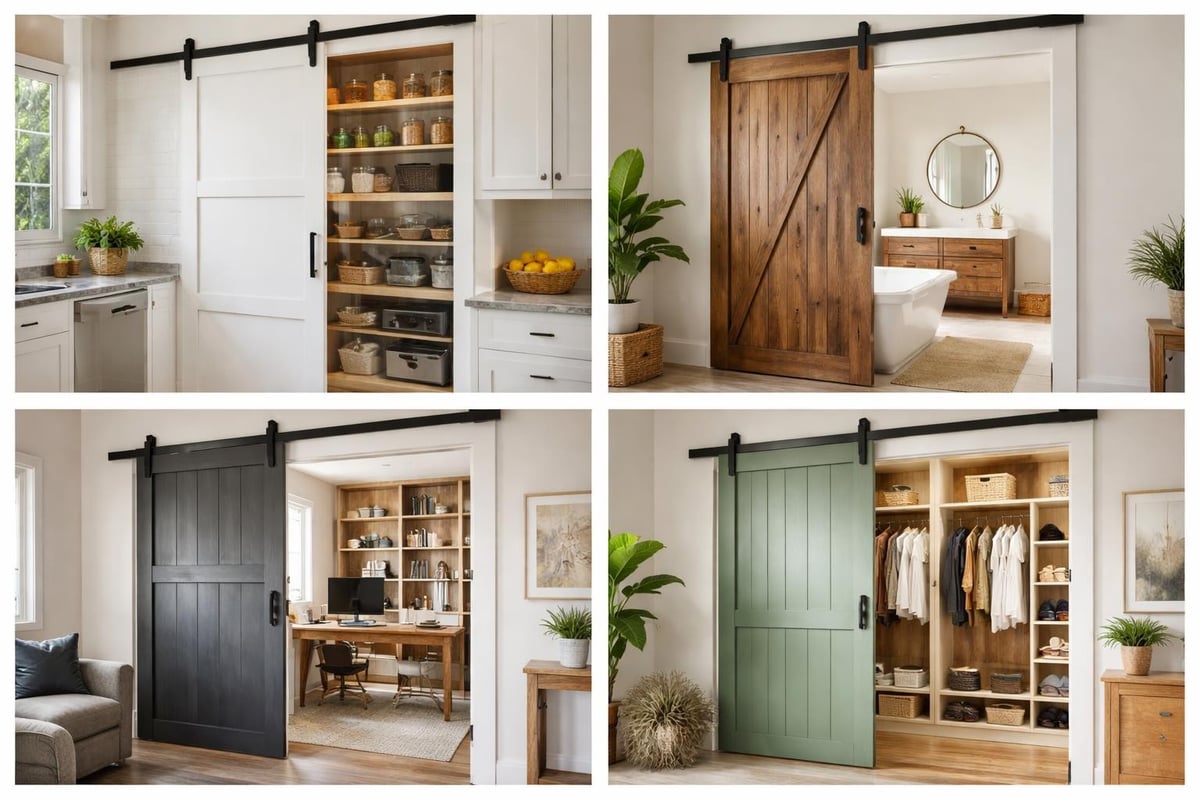 Various room applications for sliding barn doors