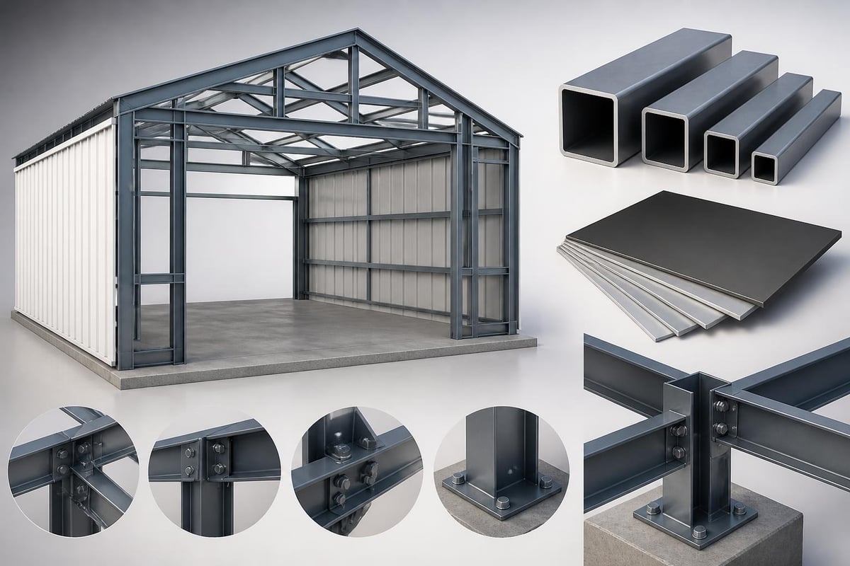 Steel garage framing components