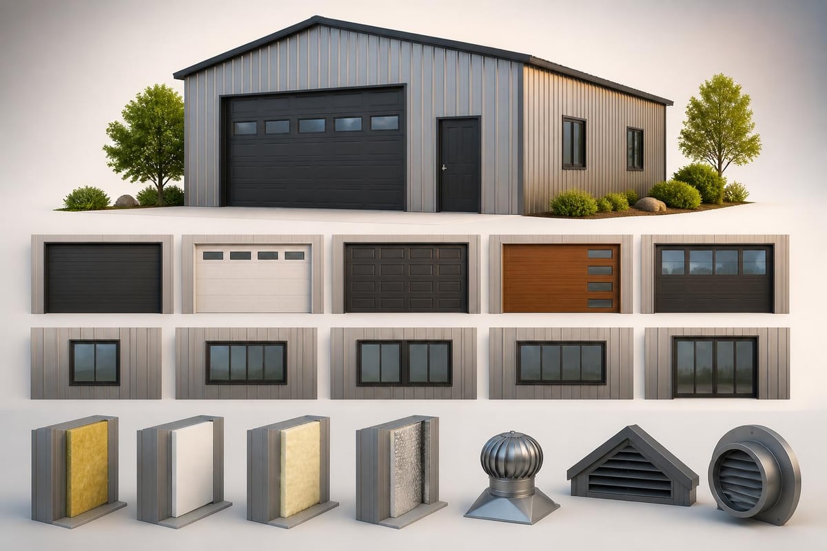Steel garage customization features