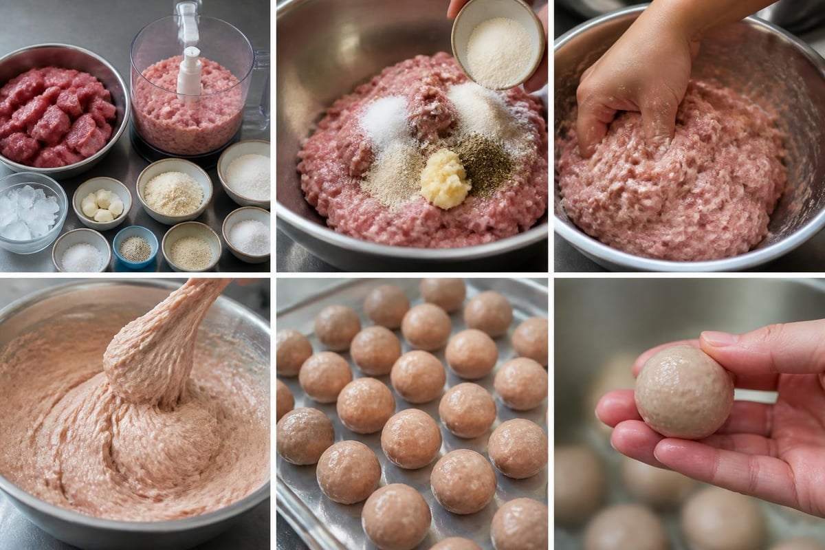Proses membuat adonan bakso