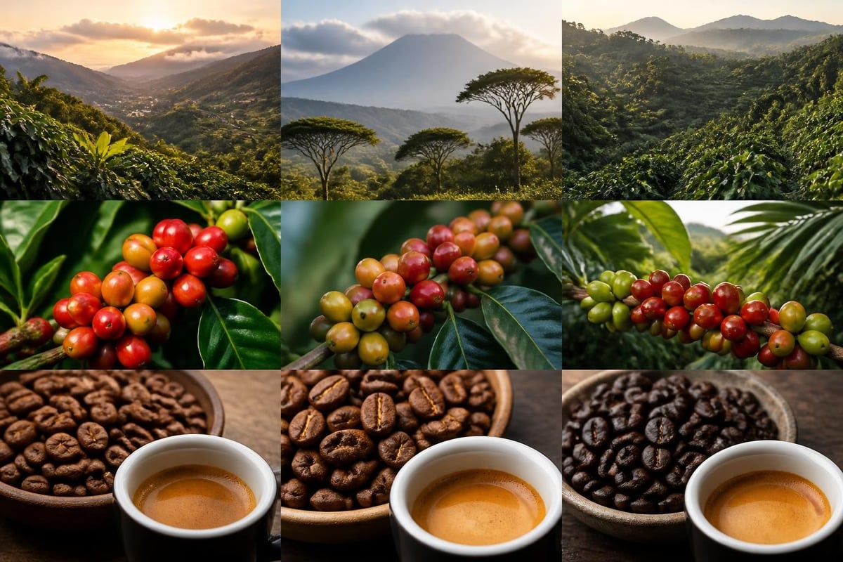 Carte des origines de café pour expresso