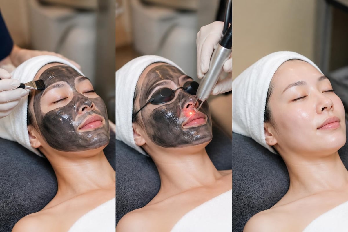 Carbon laser treatment steps