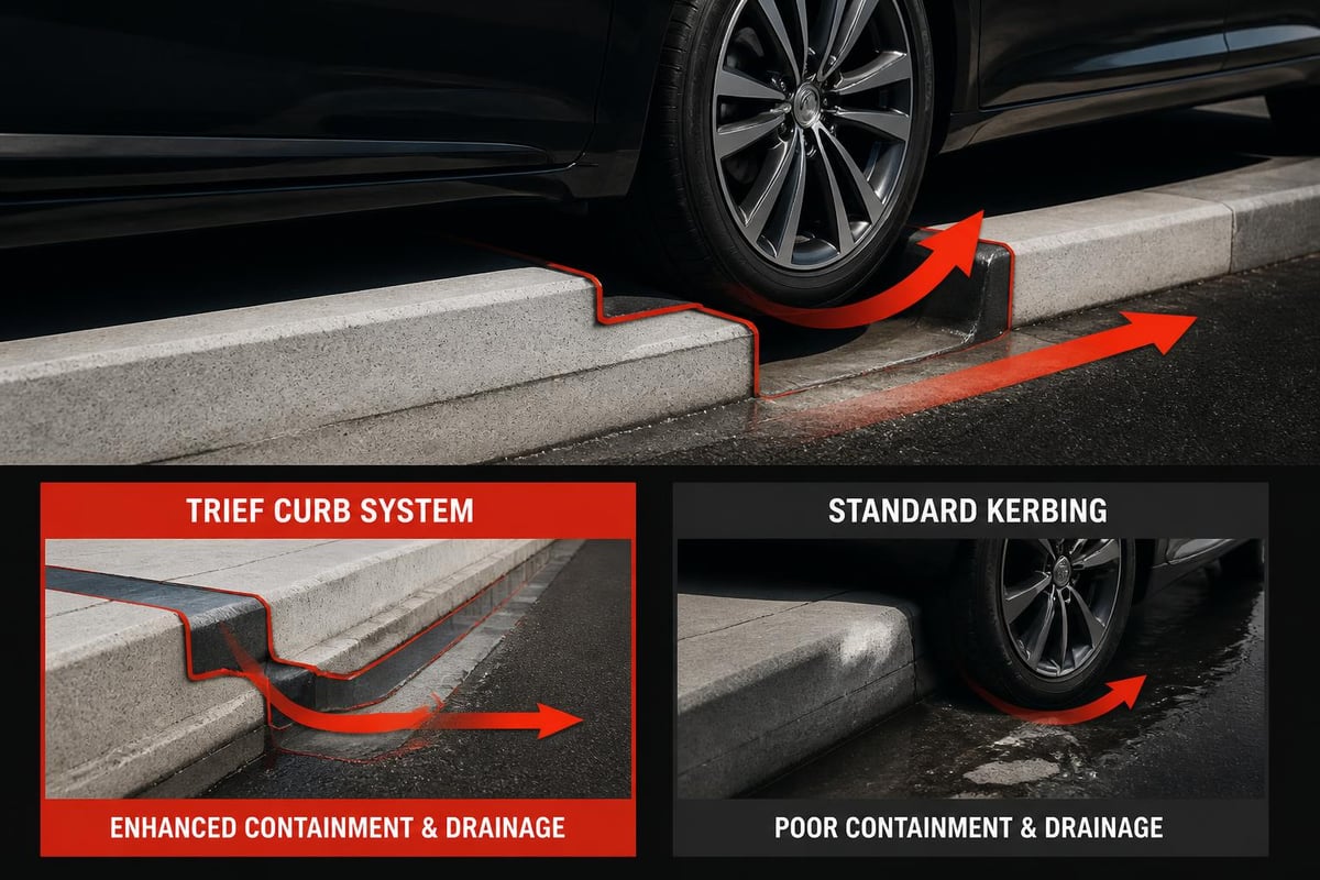 Trief curb stepped profile
