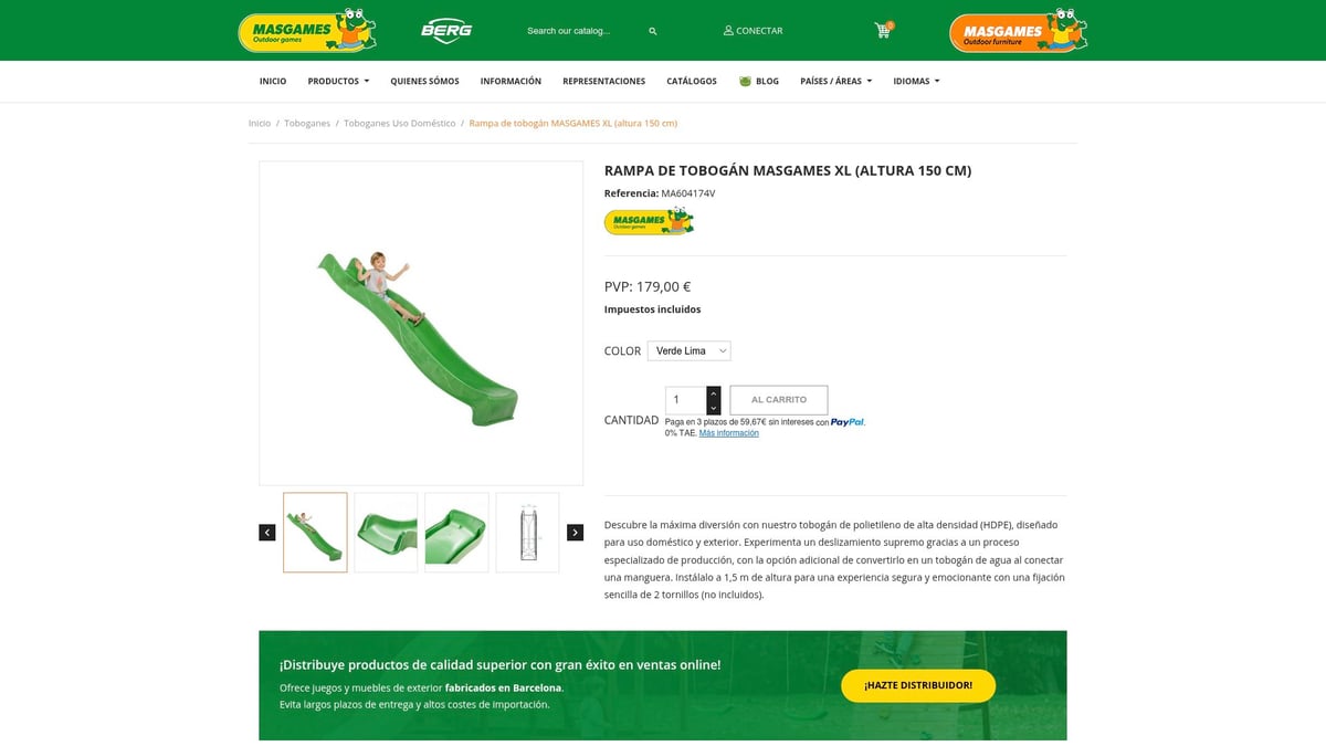 7 Toboganes Infantiles Más Divertidos Para Niños en 2026 - Rampa de Tobogán MASGAMES XL (altura 150 cm)