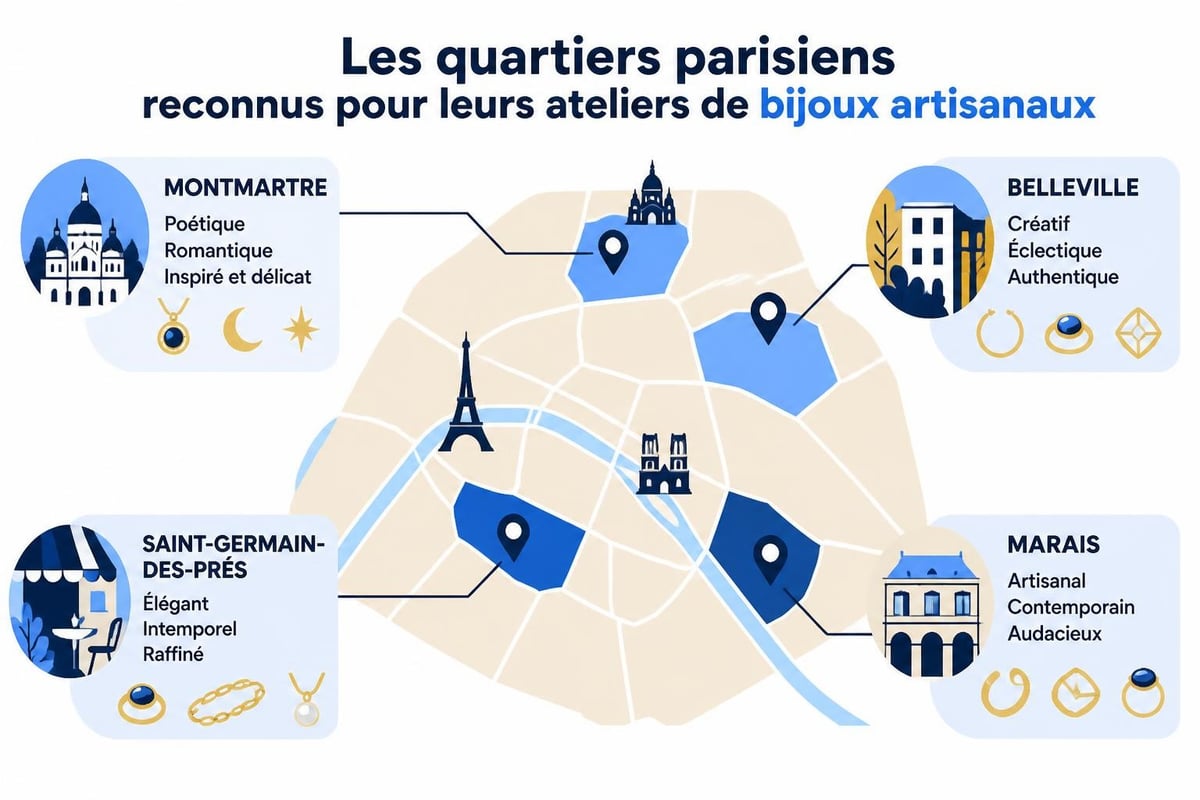 Quartiers parisiens et leurs ateliers de bijoux