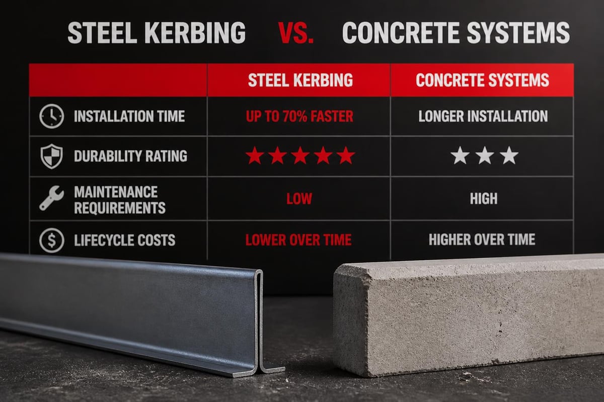Steel kerbing vs concrete comparison