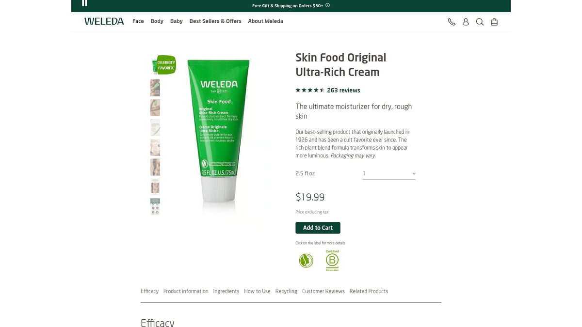 7 Essential Best Natural Cream for Menopausal Dry Skin Picks 2026 - 4. Weleda Skin Food Original Ultra-Rich Cream