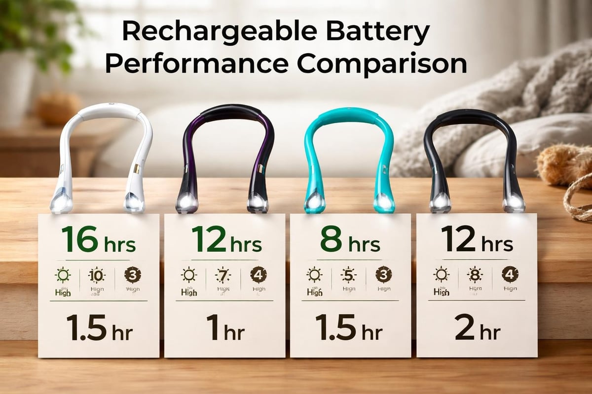 Battery and charging specifications for knitting neck lights