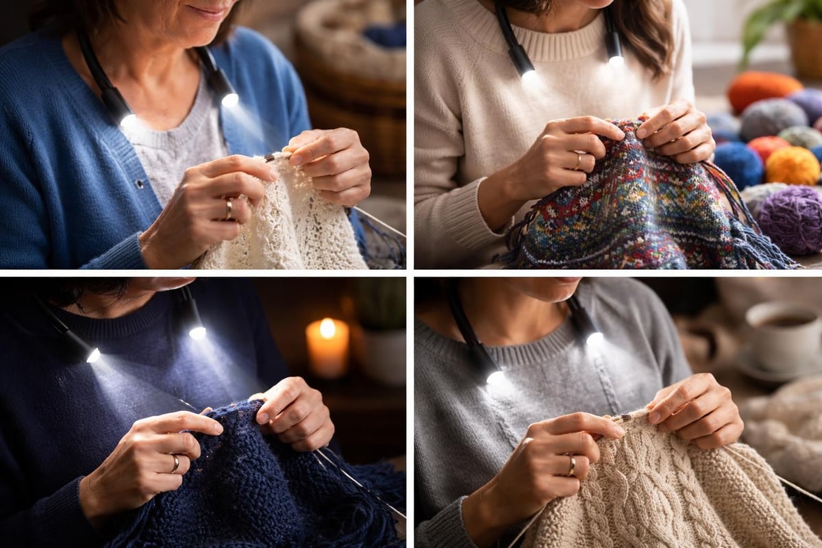 Using task lighting for different knitting project types