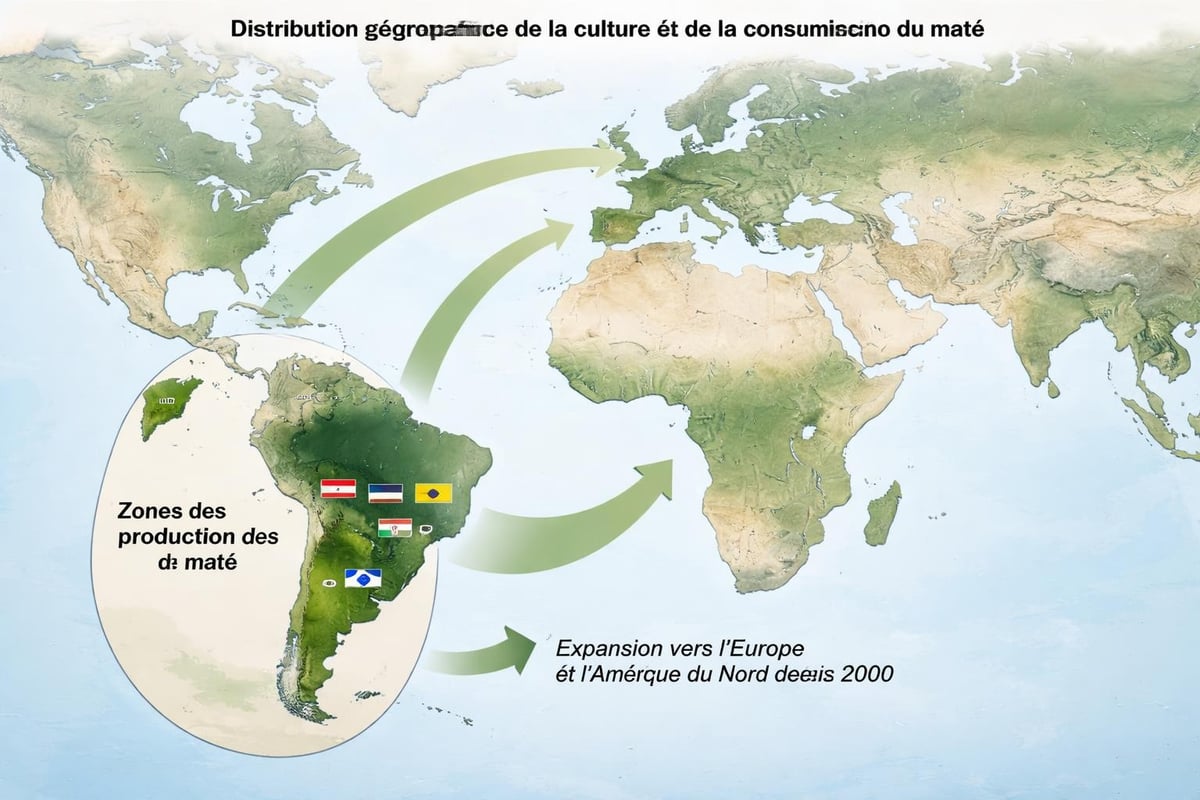 Carte montrant la diffusion du maté