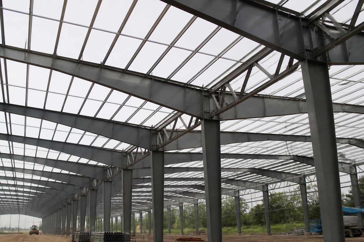 Steel building frame components