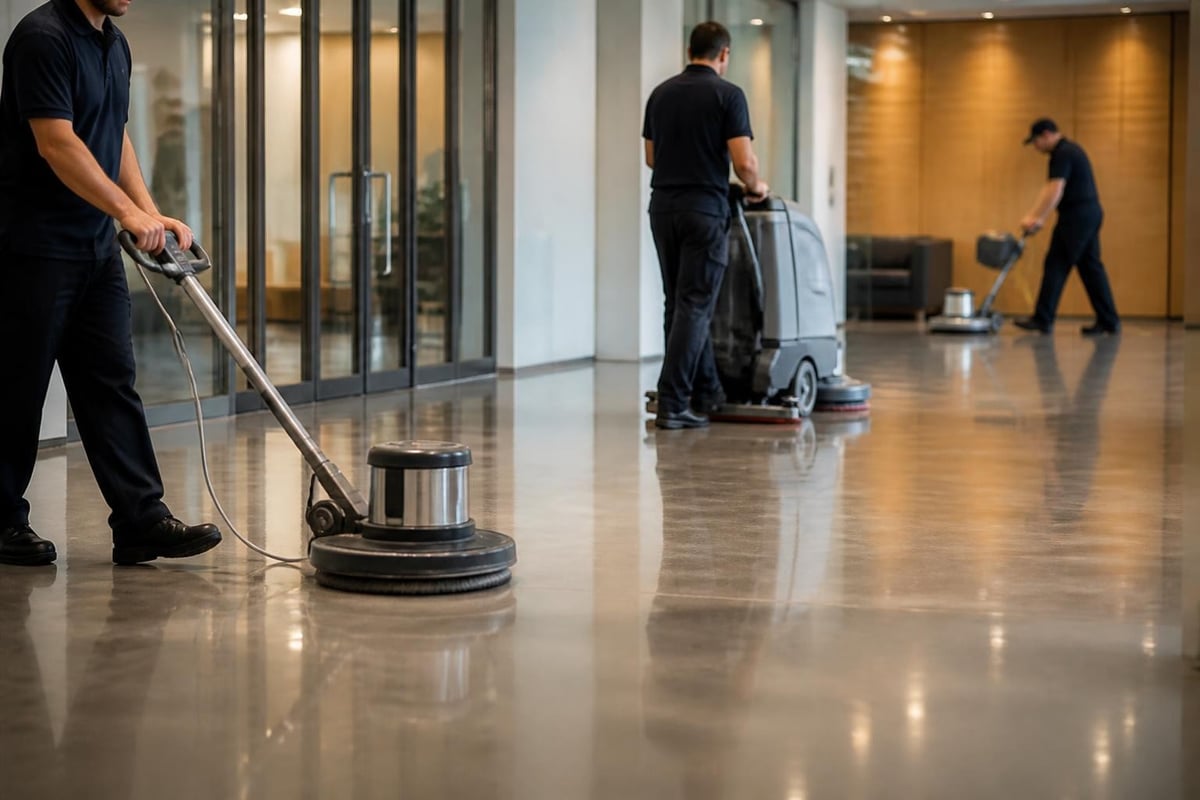 Polished concrete maintenance workflow