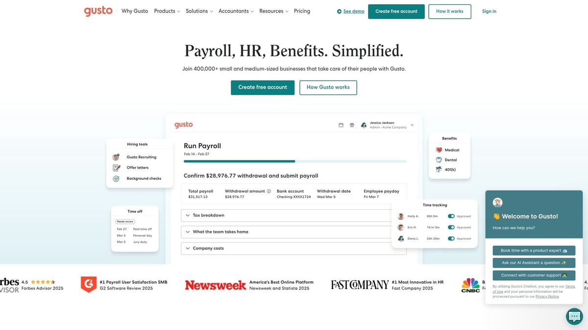 9 Essential Payroll Software HR Solutions for 2025 - Gusto