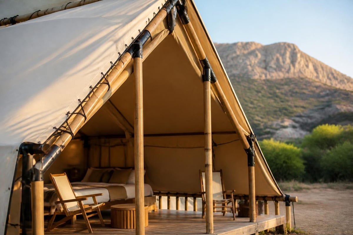 Glamping tent material layers