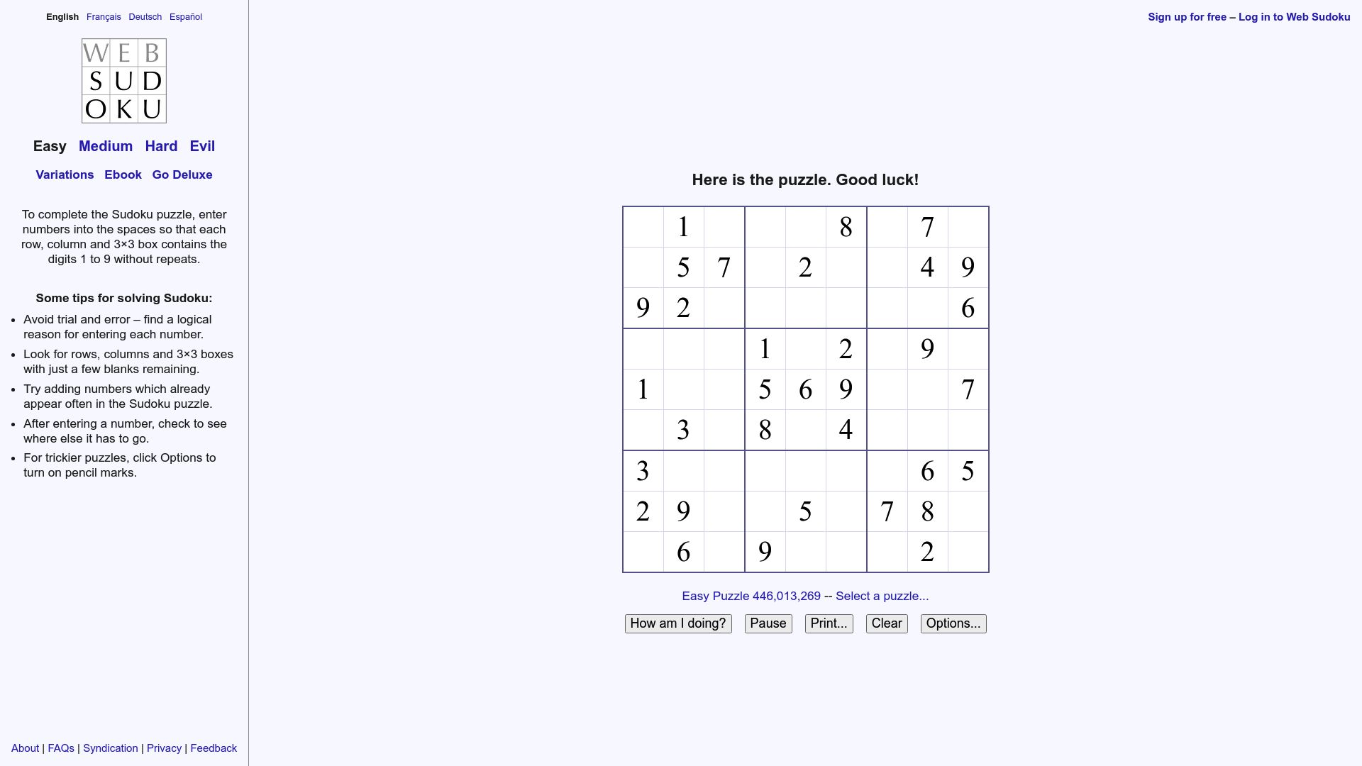 7 Best Free Sudoku Website Picks for 2025 - WebSudoku