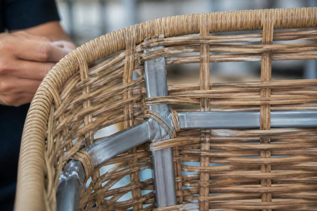 Rattan furniture frame construction