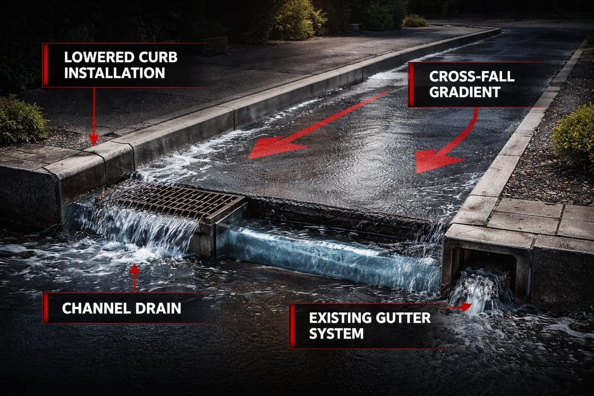 Drainage integration in curb ramps