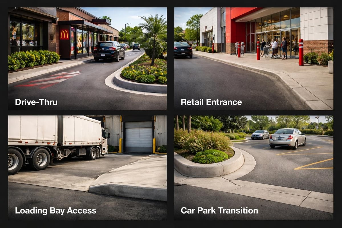 Commercial curb ramp applications