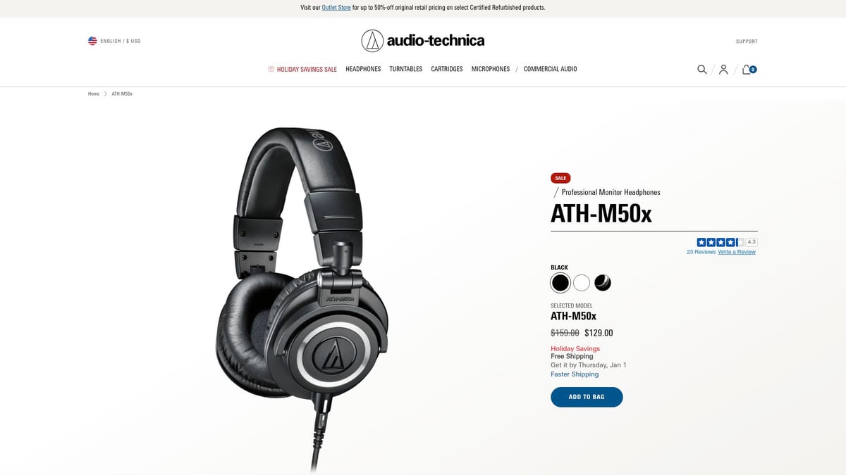 7 Essential Best Podcast Equipment for Beginners in 2026 - Audio-Technica ATH-M50x Headphones