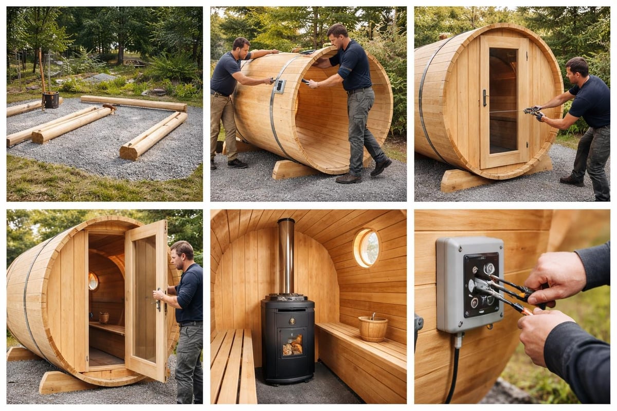 Barrel sauna installation steps