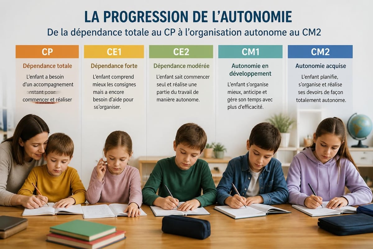 Étapes d'autonomie scolaire par âge