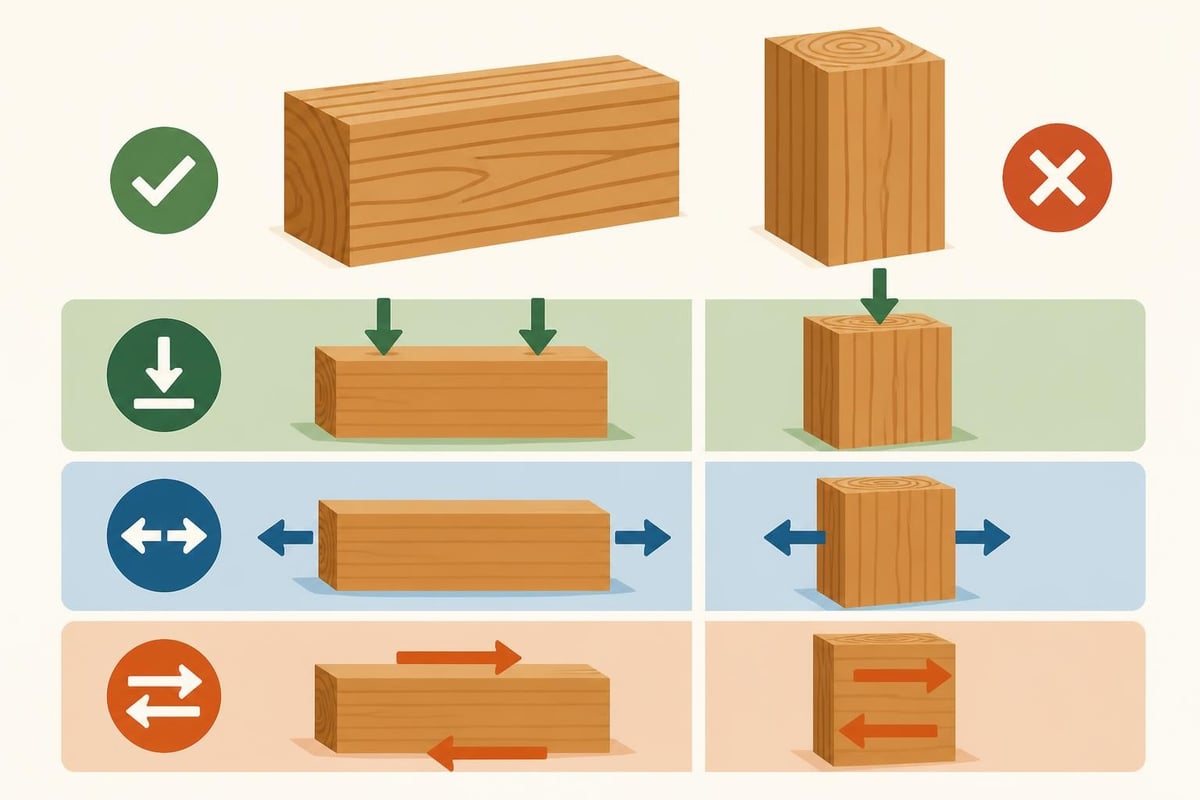 Timber grain properties and load distribution