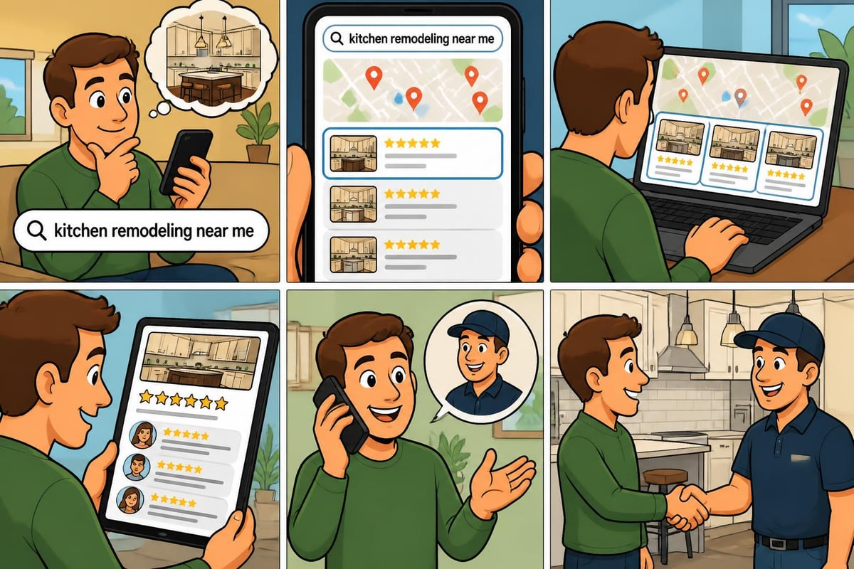 Local search journey for homeowners finding remodeling contractors