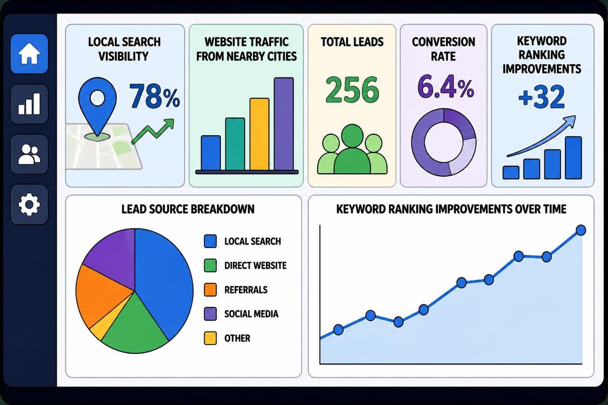 Local SEO performance dashboard for remodeling contractors