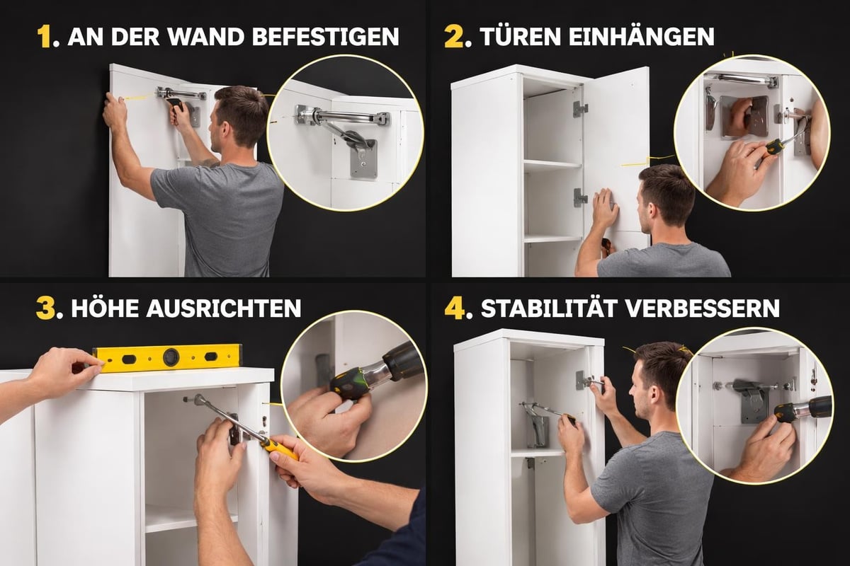 Montageablauf kompakter Schrank