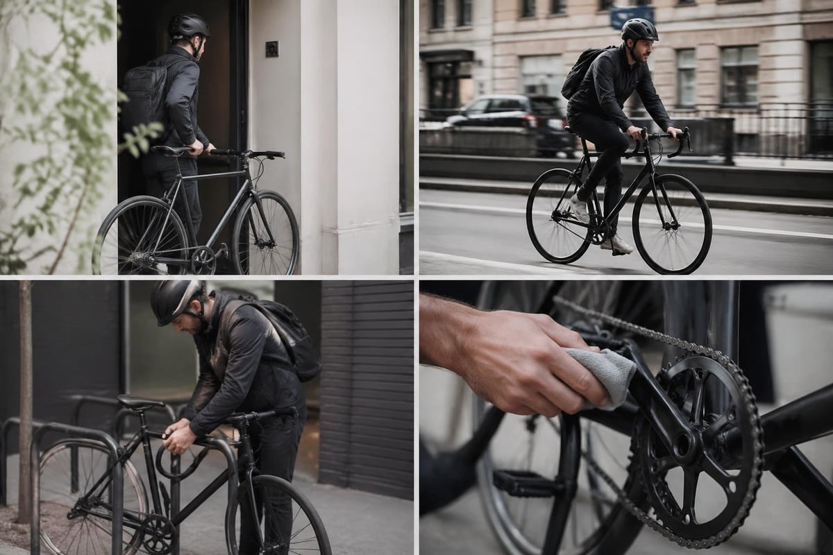 Urban cyclist on single-speed bike
