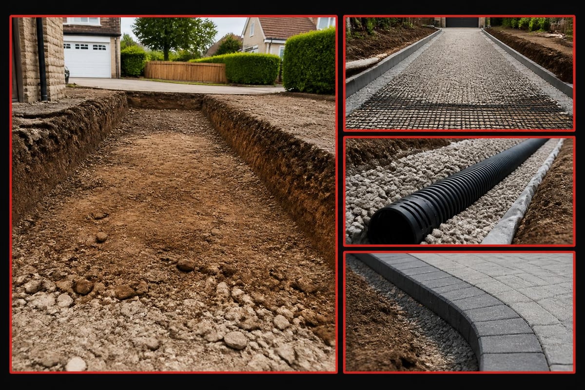Residential driveway construction
