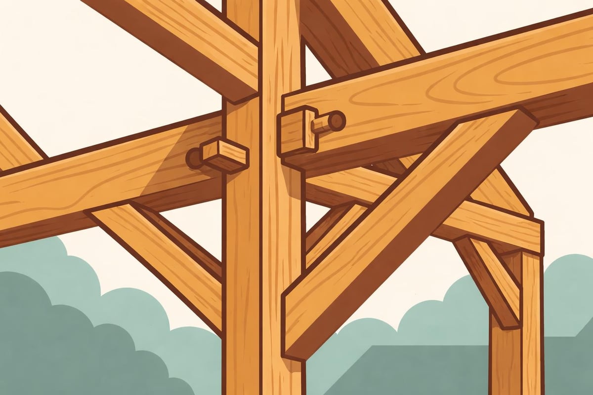 Timber frame garage structural components