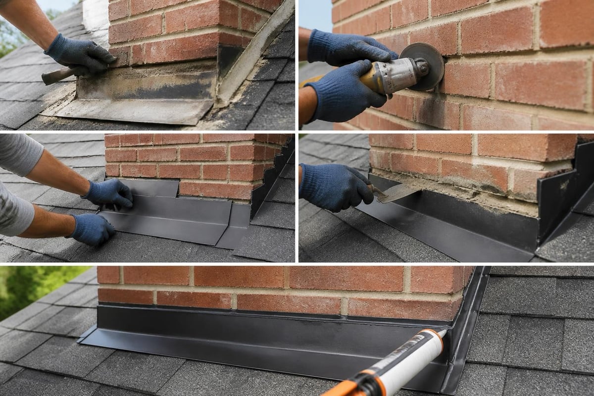 Chimney flashing repair steps